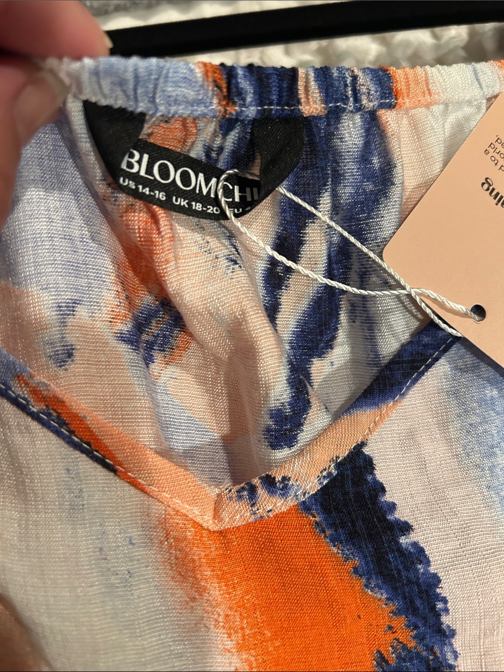 Bloomchic NWT 14-16 Abstract Brushstroke Midi Dress in Blue, Teal & Orange - Picture 3 of 9